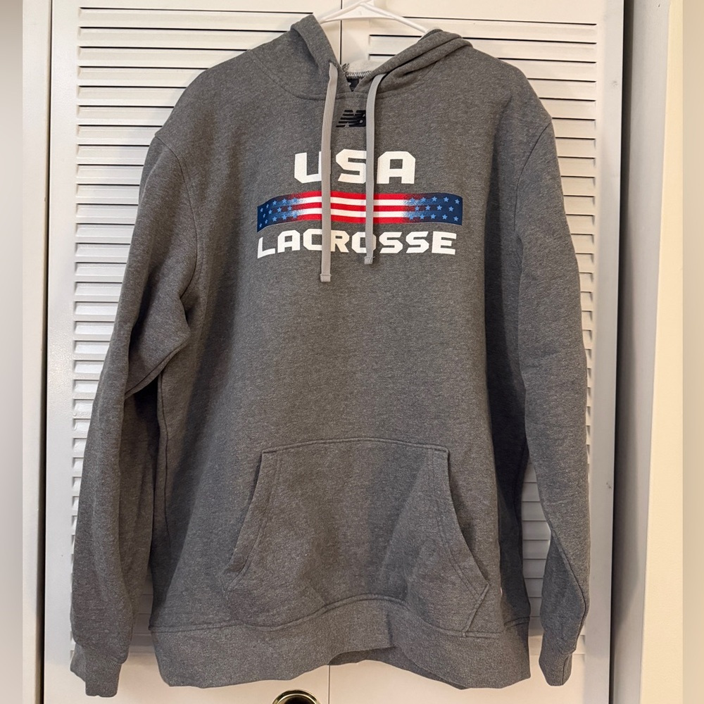 New Balance Gray USA Lacrosse Hoodie